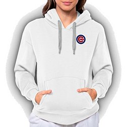 Antigua Women's Chicago Cubs White Victory Hooded Pullover