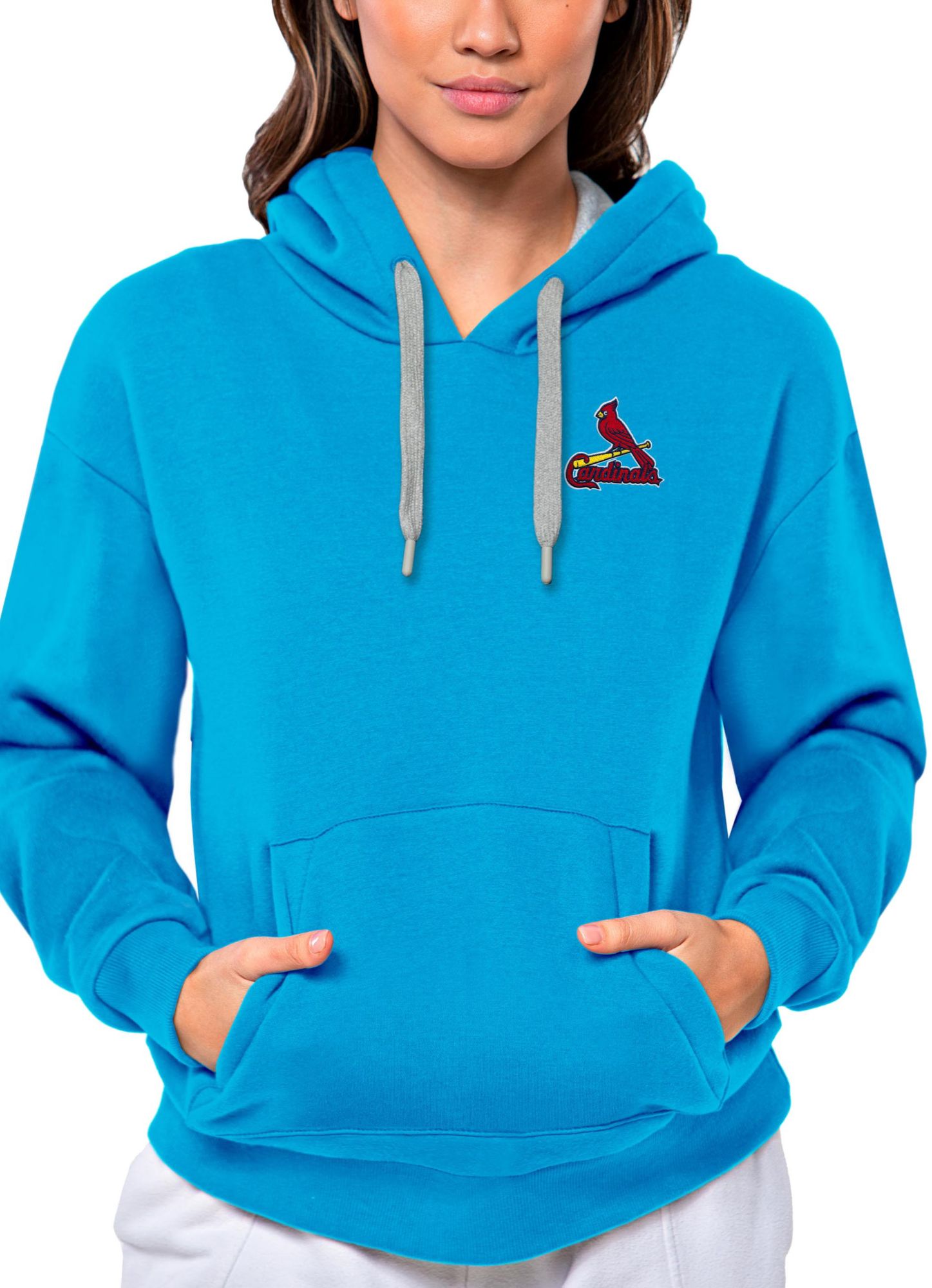Antigua Women's St. Louis Cardinals Blue Victory Hooded Pullover