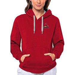 Women's Fanatics Branded Red St. Louis Cardinals Victory Script Crossover  Neck Pullover Hoodie 