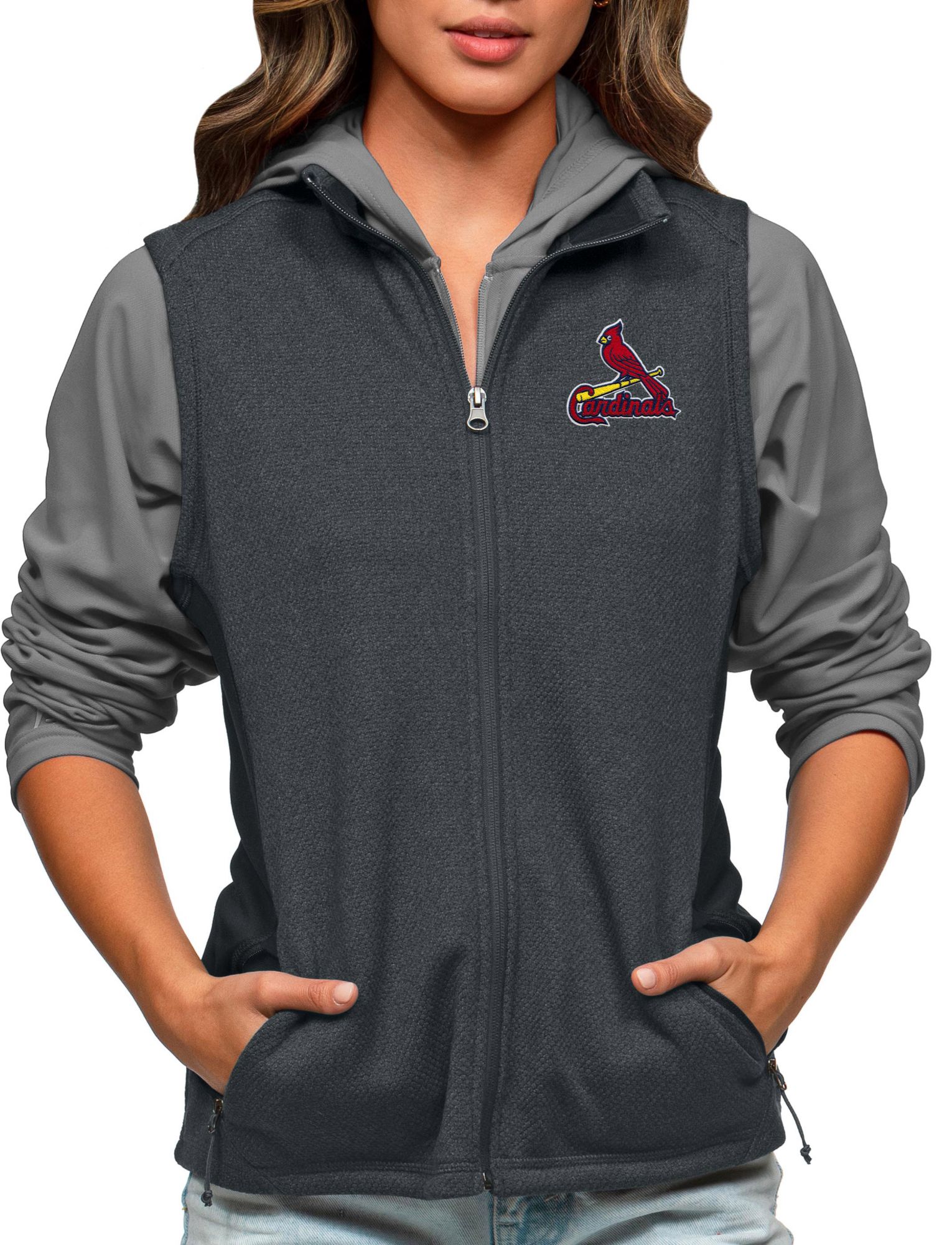 Antigua Women's St. Louis Cardinals Charcoal Course Vest