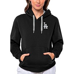 Antigua Women's Los Angeles Dodgers Black Victory Hooded Pullover