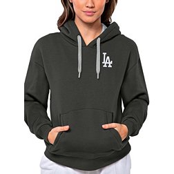 Antigua Women's Los Angeles Dodgers Charcoal Victory Hooded Pullover