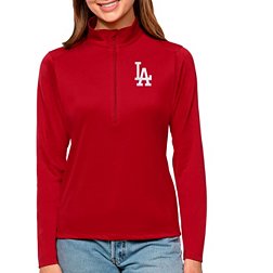 Antigua Women's Los Angeles Dodgers Dark Red Tribute 1/2 Zip Pullover