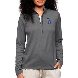 Antigua Women's Los Angeles Dodgers Charcoal Epic 1/4 Zip Pullover