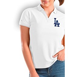 Antigua Women's Los Angeles Dodgers White Affluent Pique Knit Polo