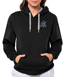 Antigua Women's Miami Marlins Black Victory Hooded Pullover
