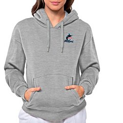 Antigua Women's Miami Marlins Gray Victory Hooded Pullover