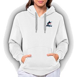 Antigua Women's Miami Marlins White Victory Hooded Pullover