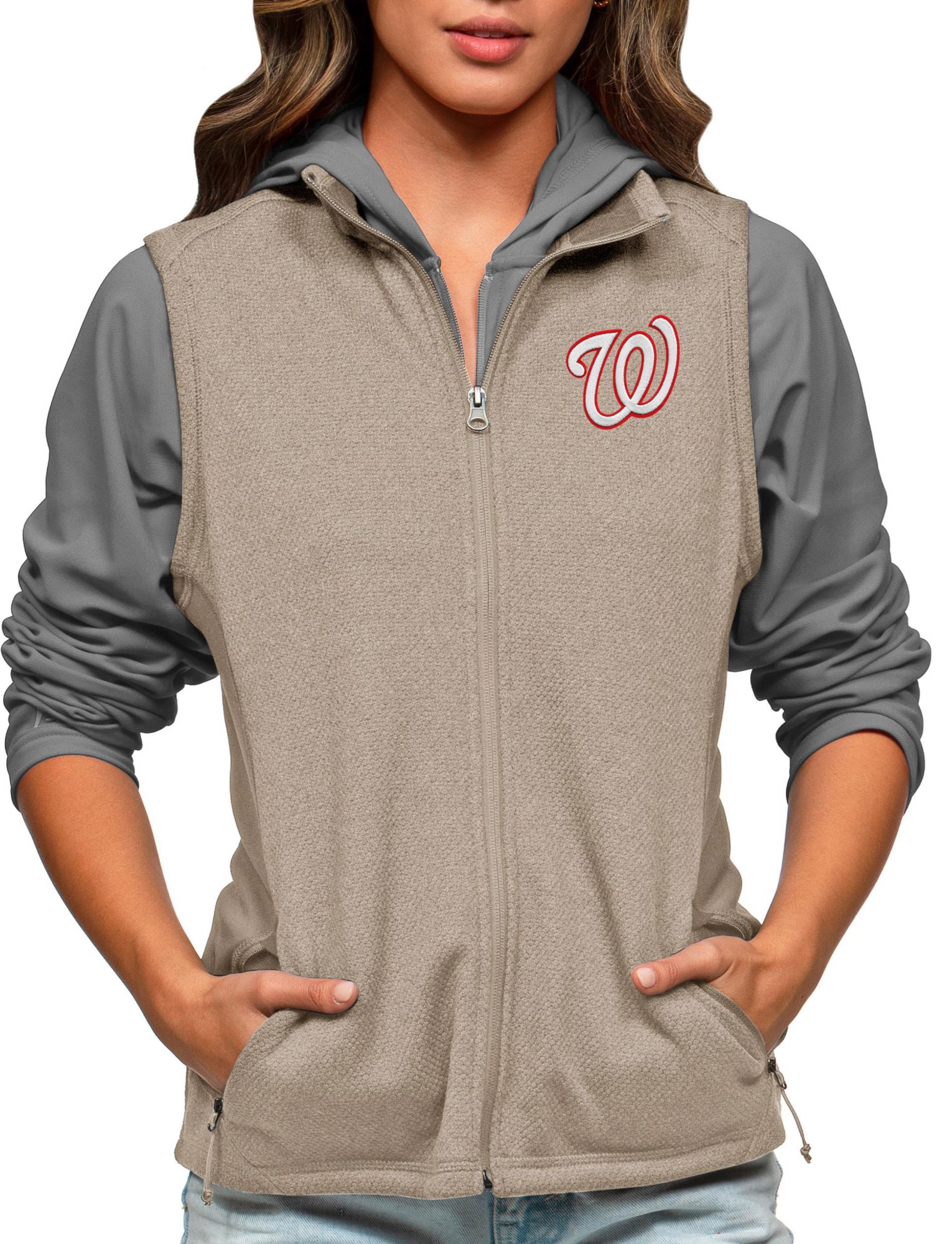 Antigua Women's Washington Nationals Oatmeal Course Vest