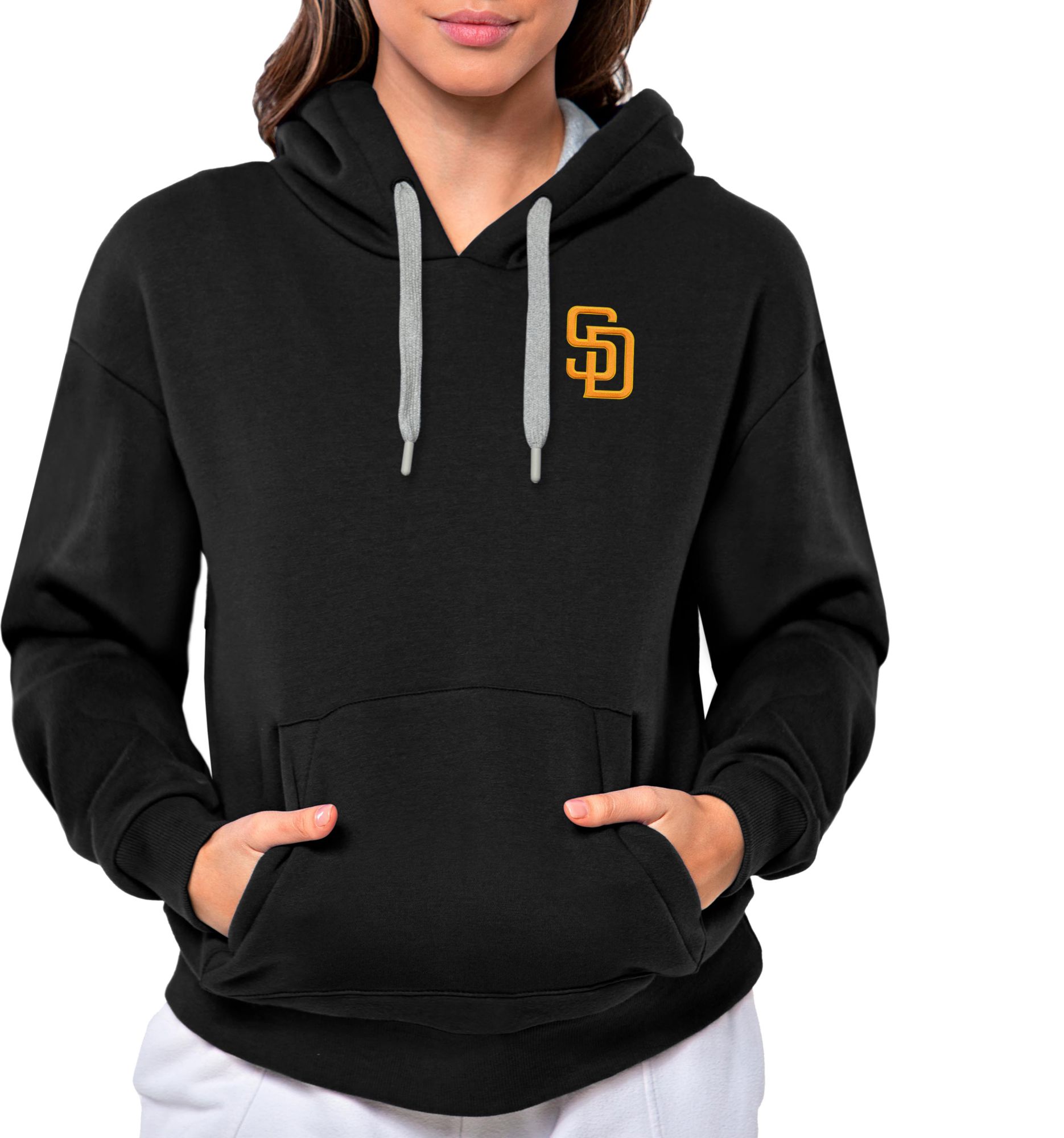 Antigua Women's San Diego Padres Black Victory Hooded Pullover