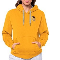 Men's Antigua Gold Golden State Warriors Team Logo Victory Pullover Hoodie Size: Small