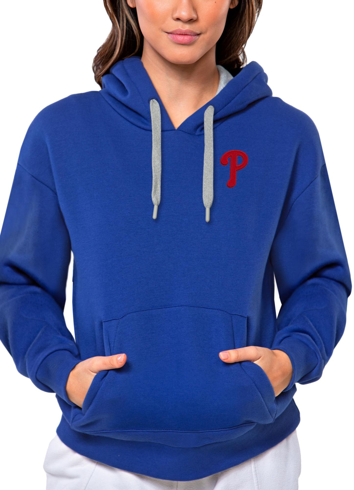 Antigua Women's Philadelphia Phillies Royal Victory Hooded Pullover