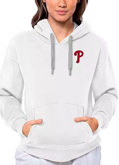 Antigua Women's Philadelphia Phillies White Victory Hooded Pullover