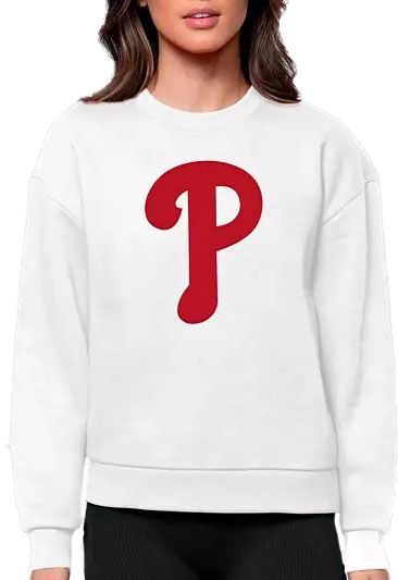 Antigua Women's Philadelphia Phillies White Victory Crew Pullover