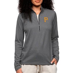 Antigua Women's Pittsburgh Pirates Charcoal Epic 1/4 Zip Pullover