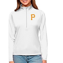 Antigua Women's Pittsburgh Pirates White Tribute 1/2 Zip Pullover