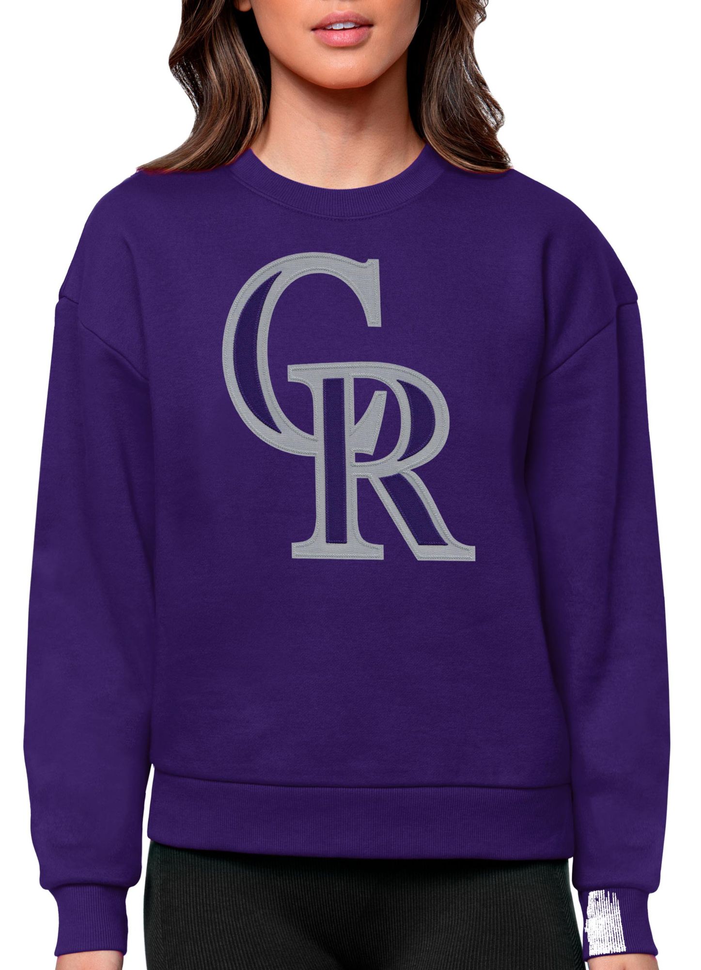 Antigua Women's Colorado Rockies Purple Victory Crew Pullover