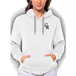Antigua Women's Colorado Rockies White Victory Hooded Pullover