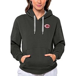 Antigua Women's Cincinnati Reds Charcoal Victory Hooded Pullover