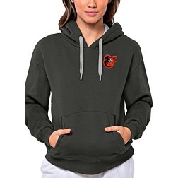 Antigua Women's Baltimore Orioles Charcoal Victory Hooded Pullover