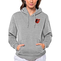Antigua Women's Baltimore Orioles Gray Victory Hooded Pullover