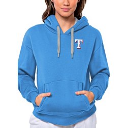 Antigua Women's Texas Rangers Blue Victory Hooded Pullover