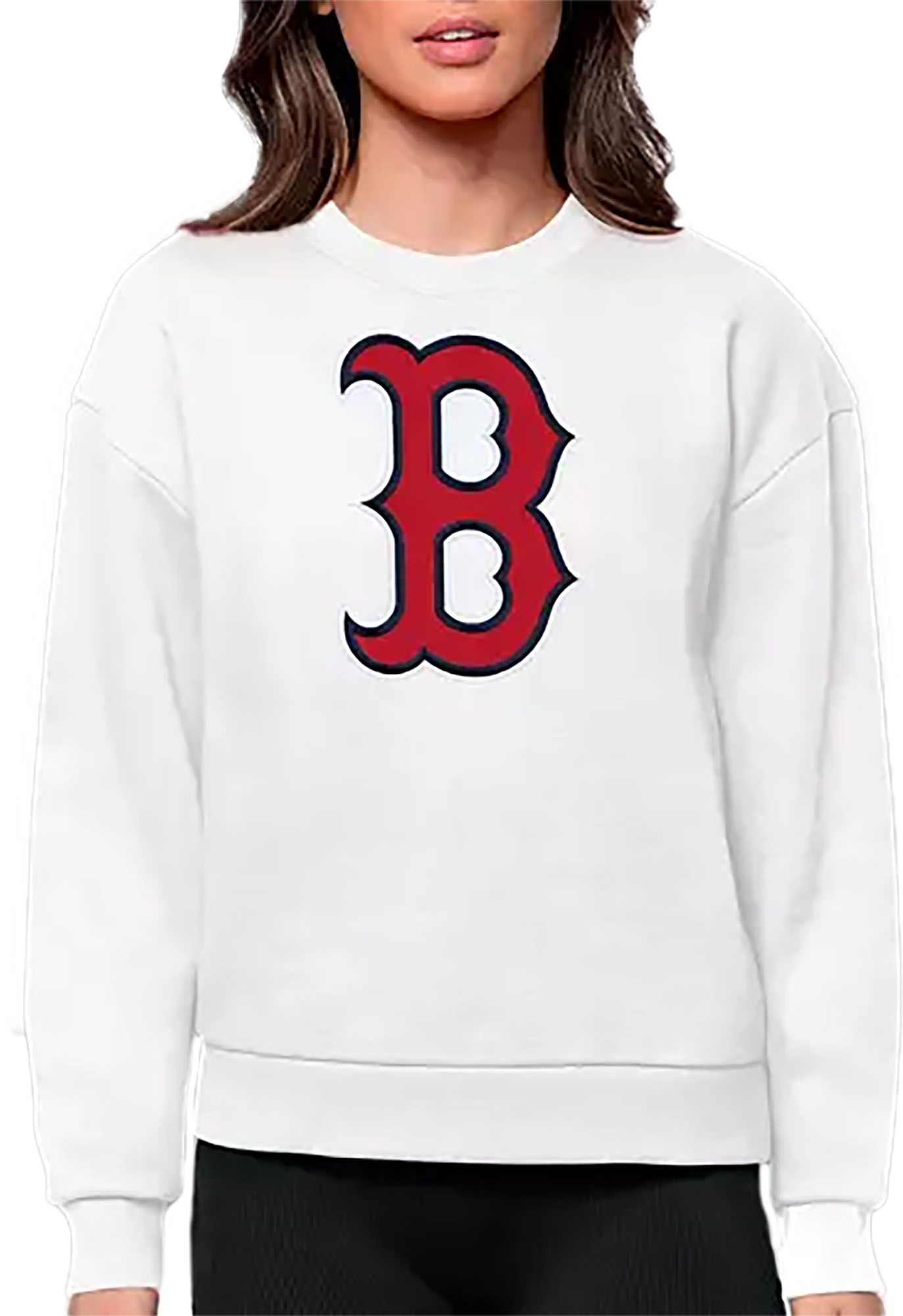 Antigua Women's Boston Red Sox White Victory Crew Pullover