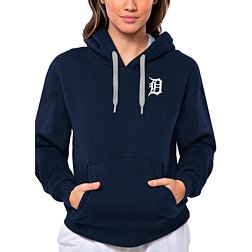 Antigua Women's Detroit Tigers Navy Victory Hooded Pullover