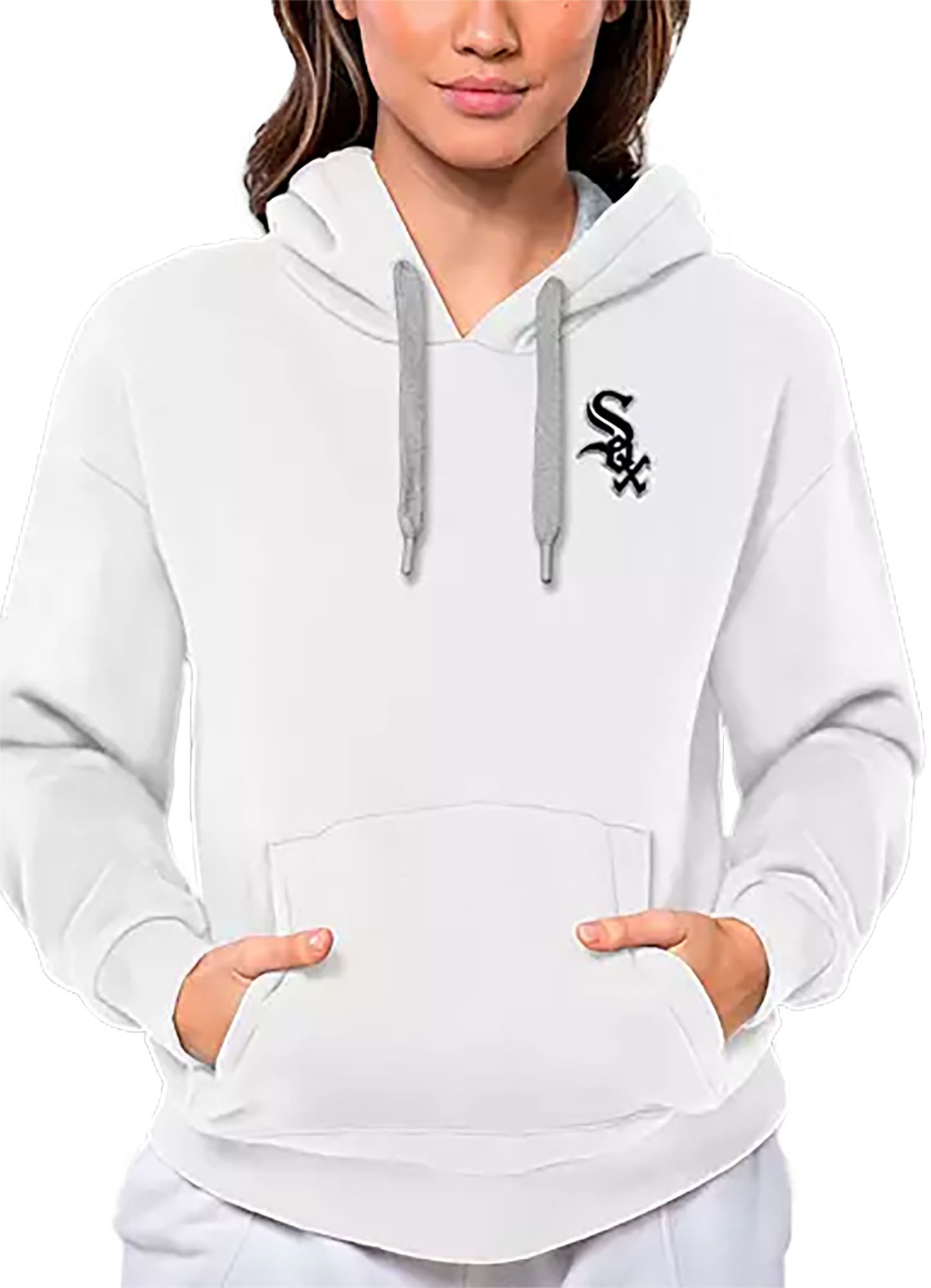 Antigua Women's Chicago White Sox White Victory Hooded Pullover