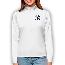 Antigua Women's New York Yankees White Tribute 1/2 Zip Pullover