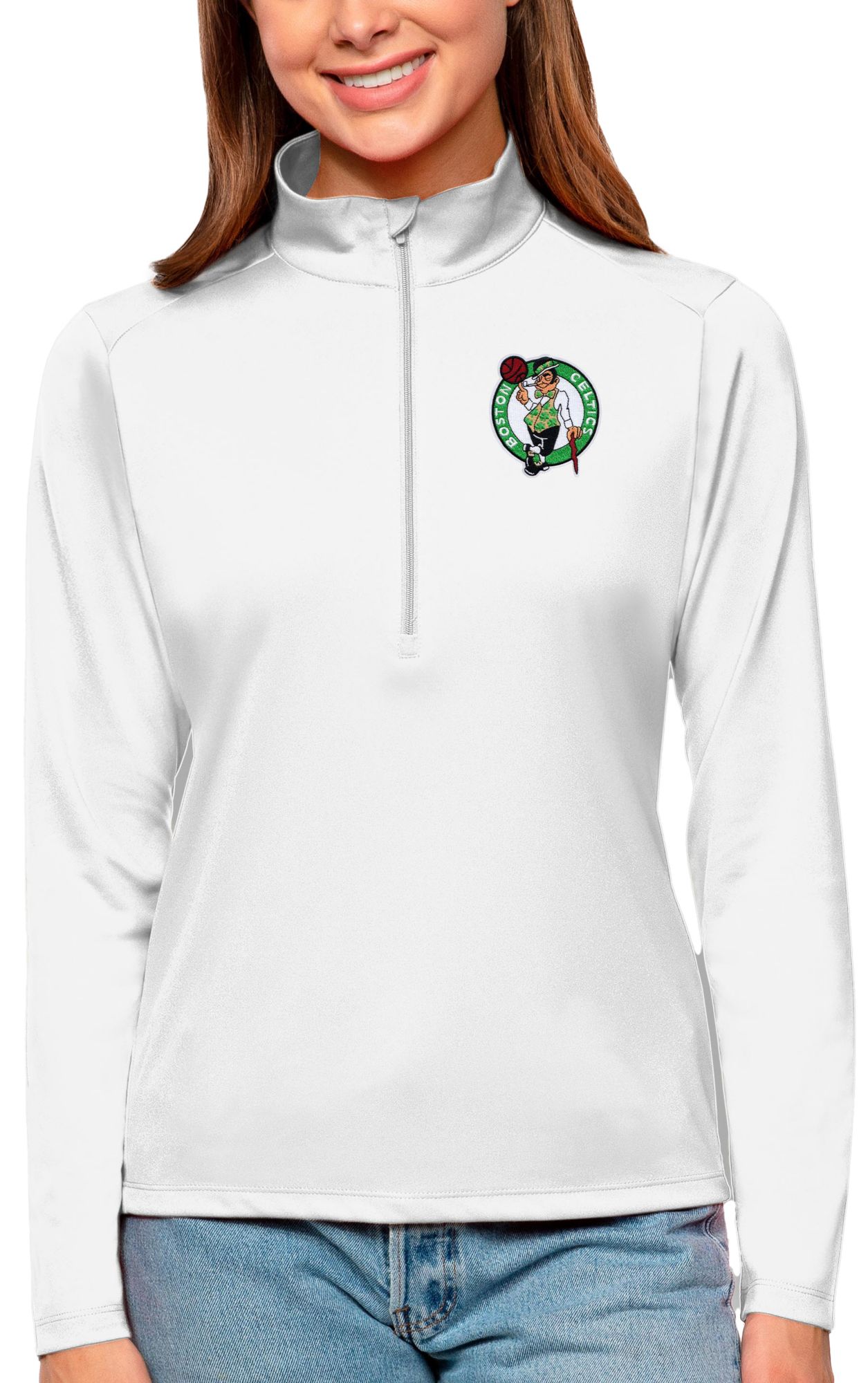 Antigua Women's Boston Celtics Tribute White Pullover Sweater