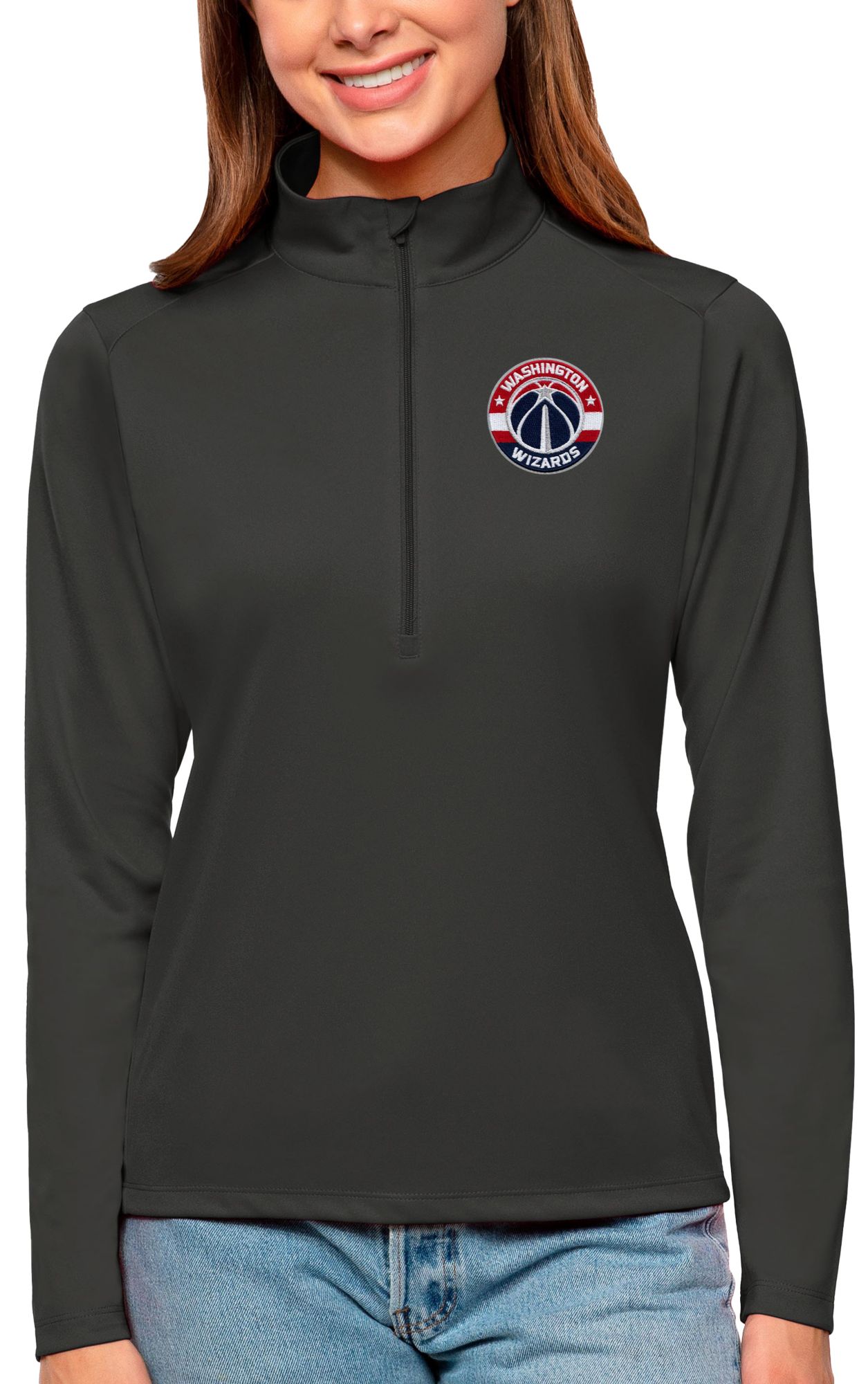 Antigua Women's Washington Wizards Tribute Grey Pullover Sweater
