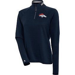 Antigua Women's Denver Broncos Milo Navy/White Quarter-Zip Long Sleeve T-Shirt