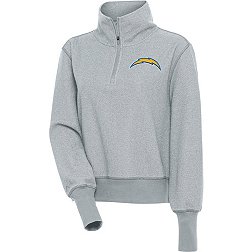 Antigua Women's Los Angeles Chargers Upgrade Grey Quarter-Zip Long Sleeve T-Shirt