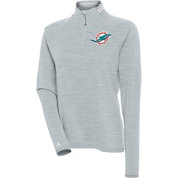 Antigua Women's Miami Dolphins Milo Grey Quarter-Zip Long Sleeve T-Shirt