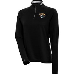 Antigua Women's Jacksonville Jaguars Milo Black/White Quarter-Zip Long Sleeve T-Shirt