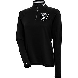 Antigua Women's Las Vegas Raiders Milo Black/White Quarter-Zip Long Sleeve T-Shirt