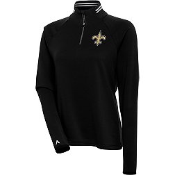 Antigua Women's New Orleans Saints Milo Black/White Quarter-Zip Long Sleeve T-Shirt