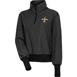 Antigua Women's New Orleans Saints Upgrade Black Heather Quarter-Zip Long Sleeve T-Shirt