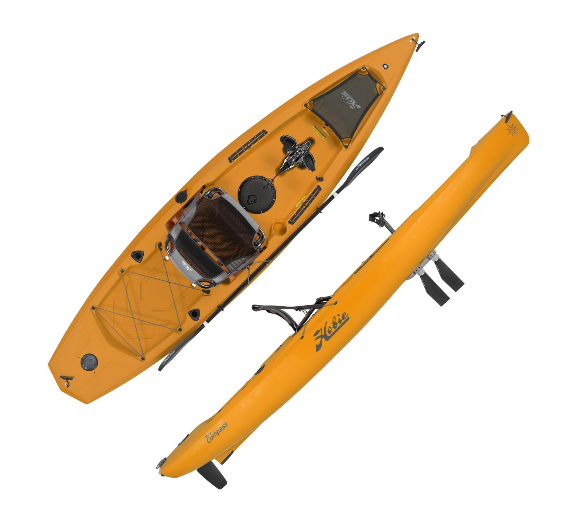 Photos - Kayak / Canoe Hobie Compass Angler Kayak with MirageDrive 180 Pedal System, Papaya 23AR1