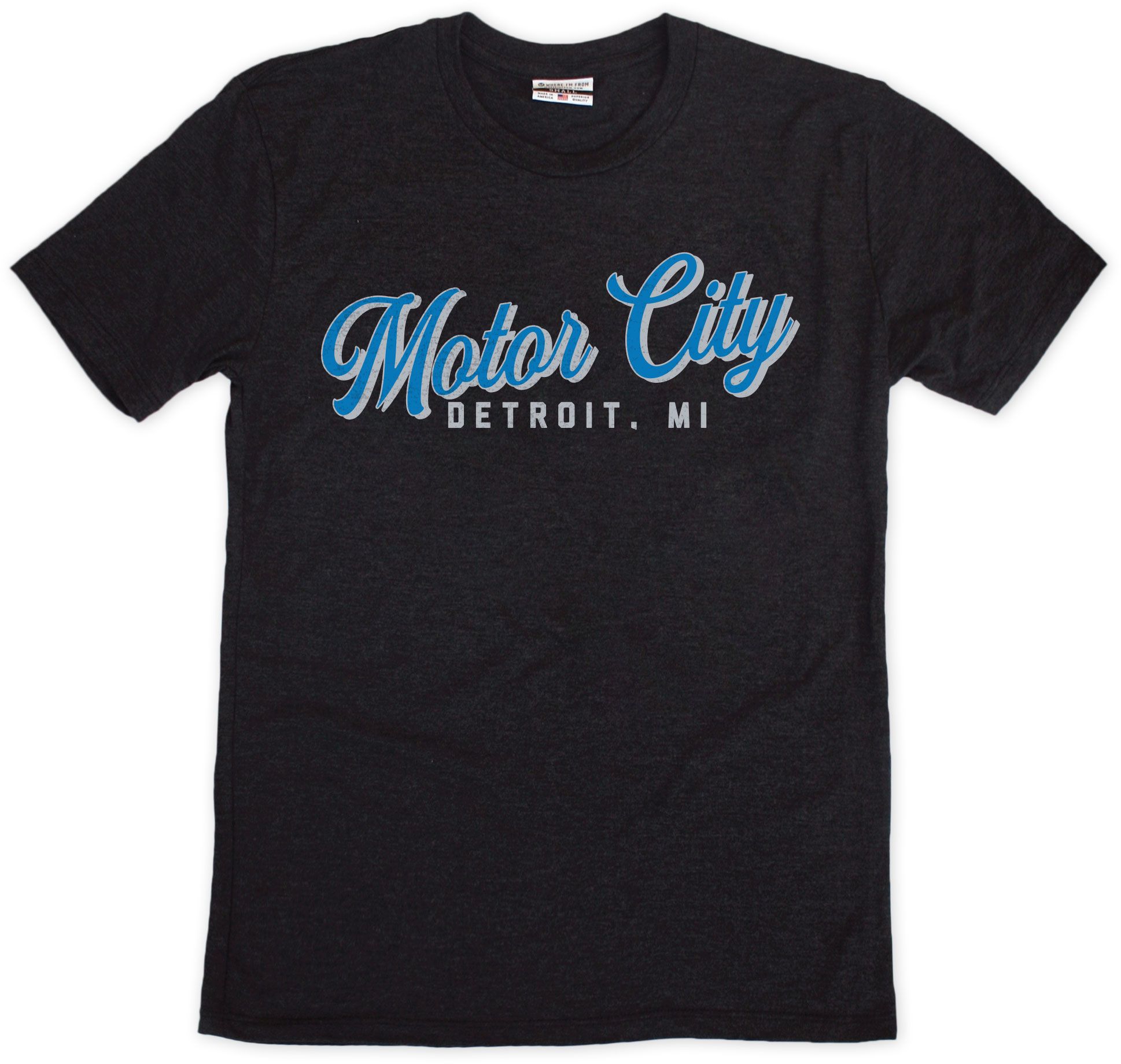 Where I'm From Detroit Motor City Script Black T-Shirt
