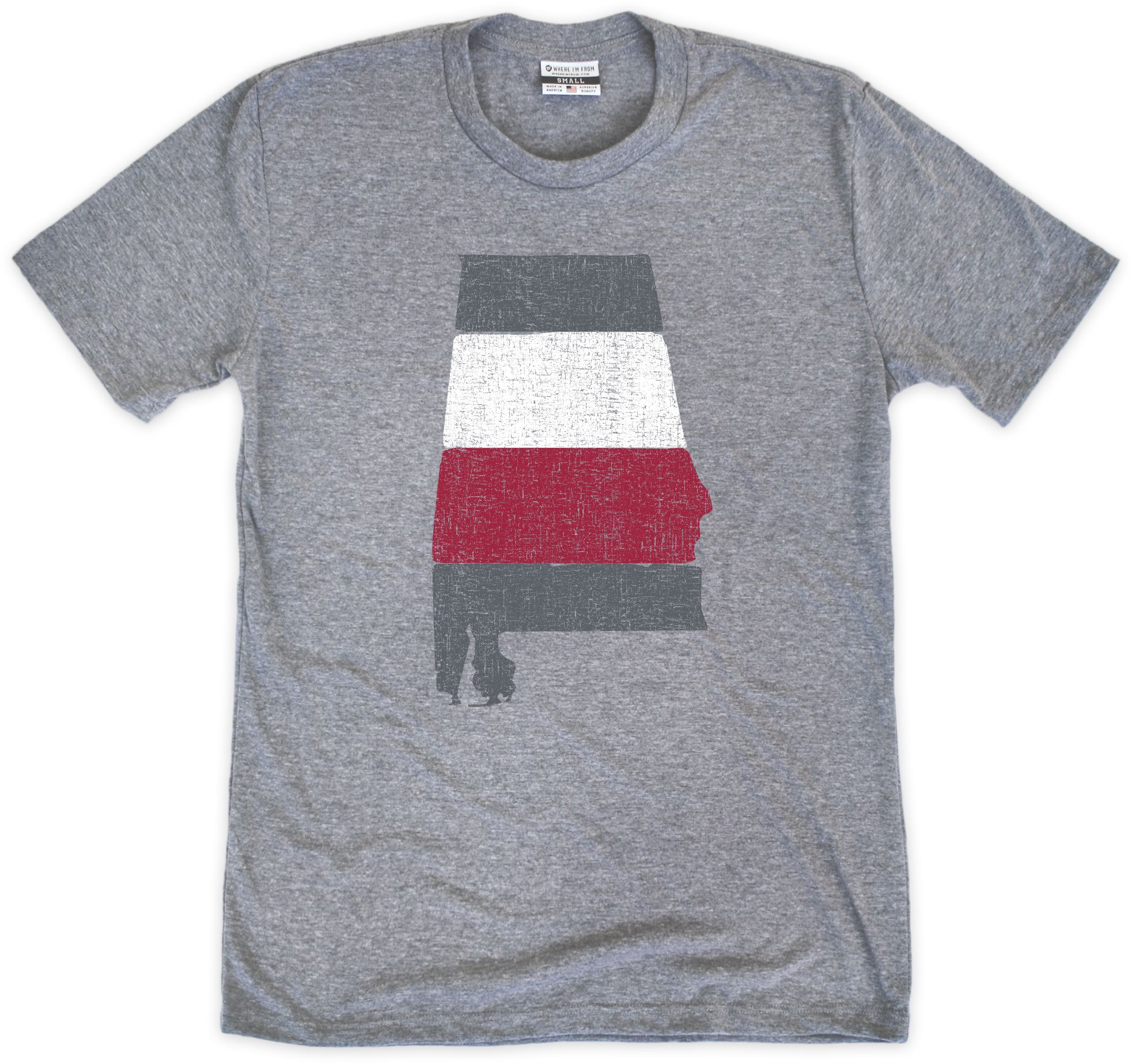 Where I'm From Adult Alabama Grey State Stripe T-Shirt