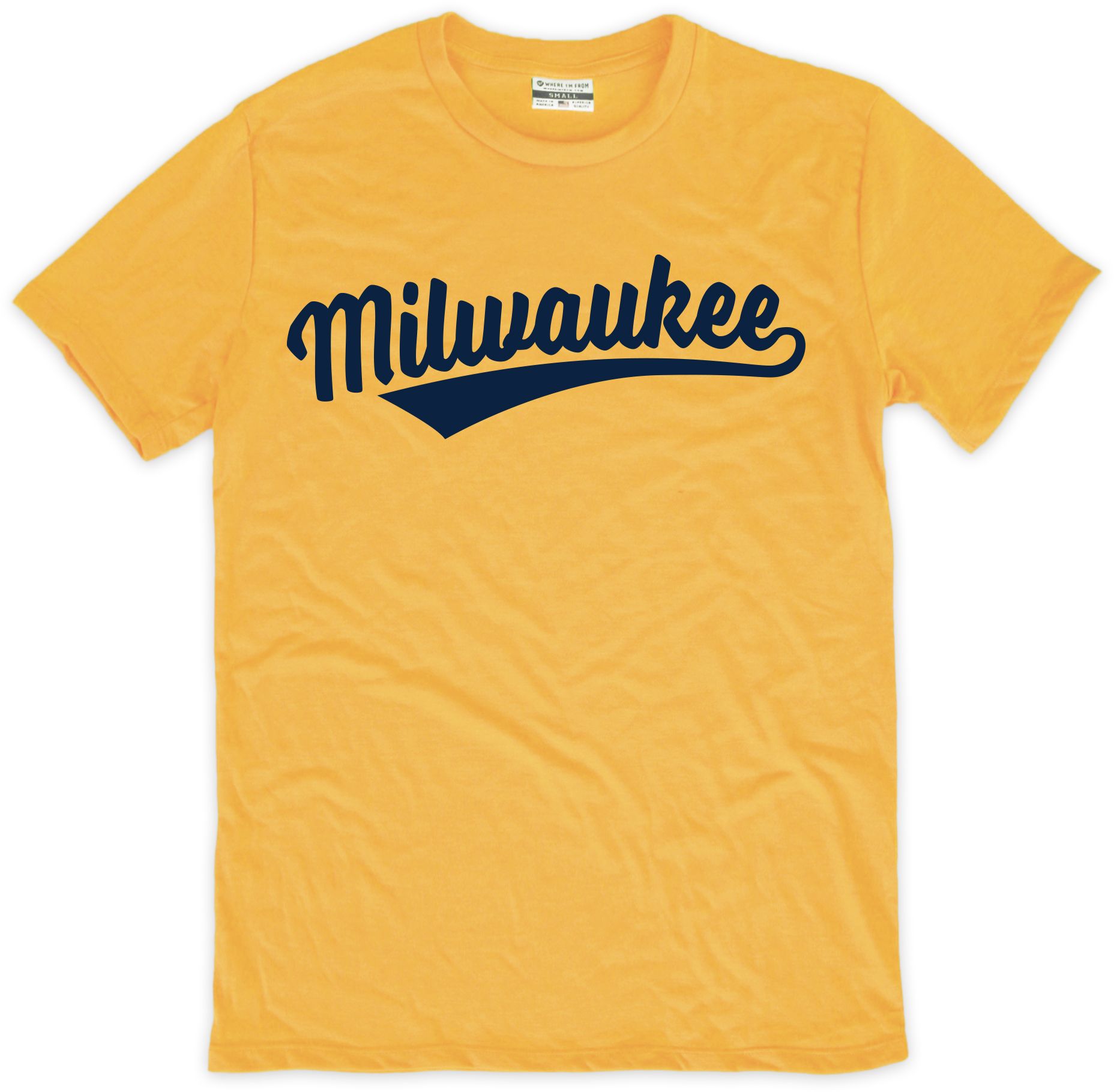 Where I'm From Adult Milwaukee Yellow Script City T-Shirt