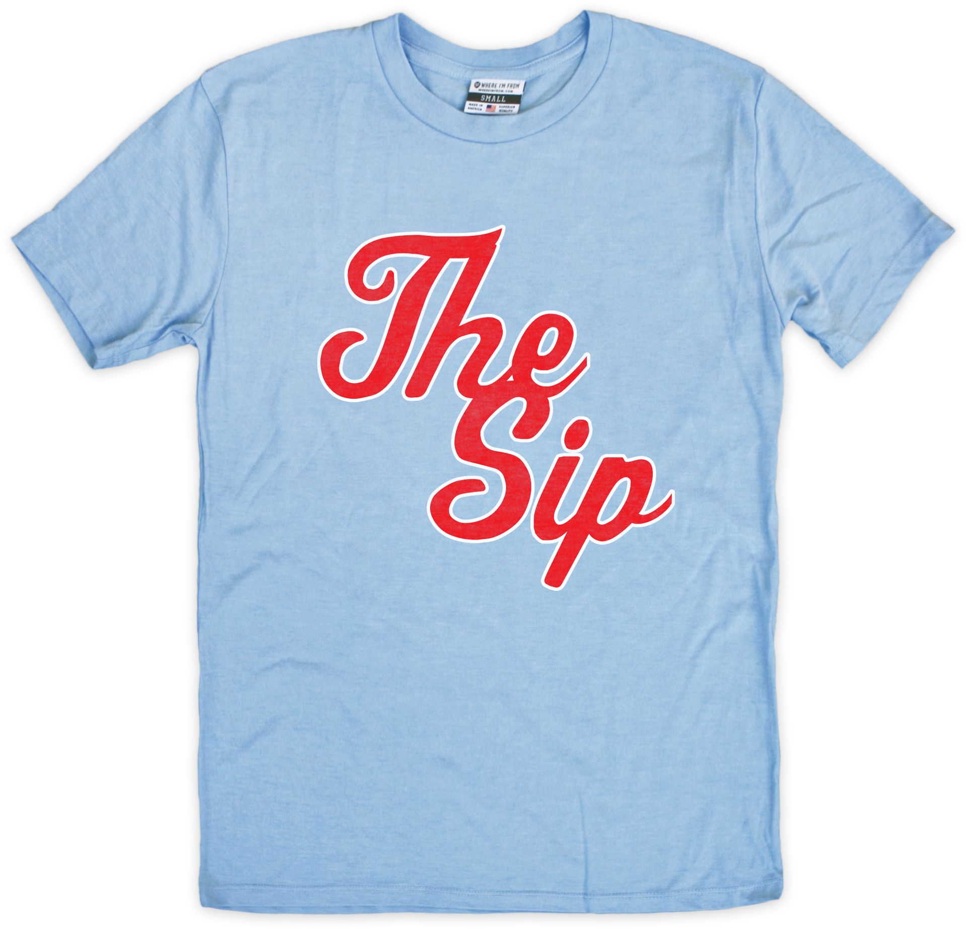 Where I'm From Adult Mississippi Light Blue Sip Script T-Shirt