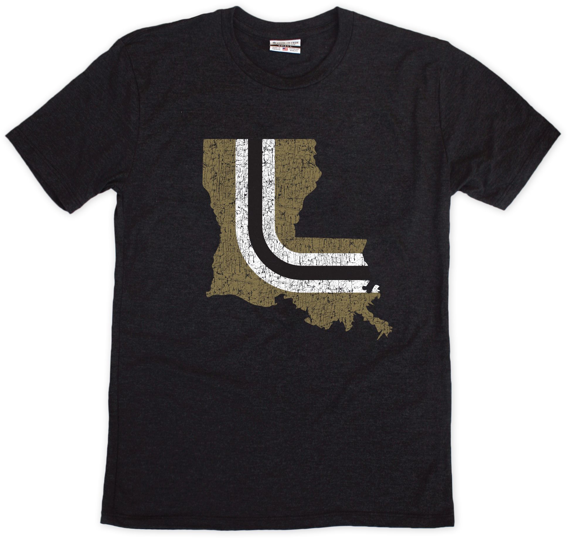Where I'm From Adult New Orleans Black State Stripe T-Shirt