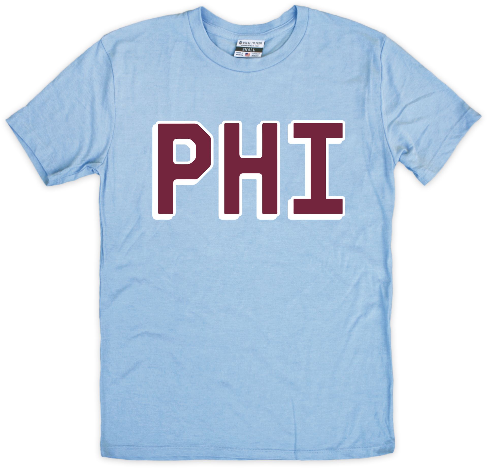 Where I'm From Philadelphia Initials Light Blue T-Shirt, Men's