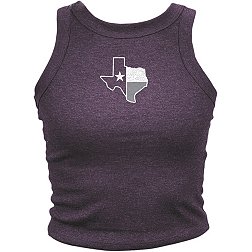 Where I'm From Women's Fort Worth Purple State Flag Crop Tank
