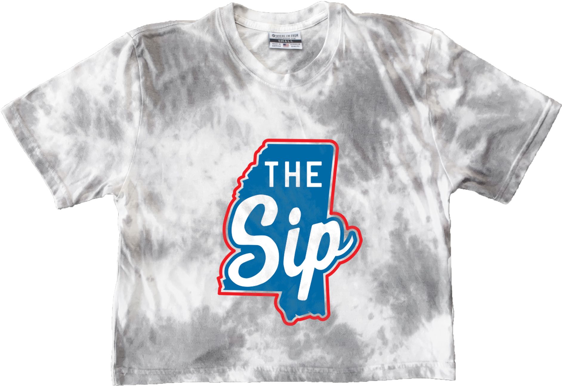 Where I'm From Adult Mississippi Tie Dye Sip State Cropped T-Shirt - Multi