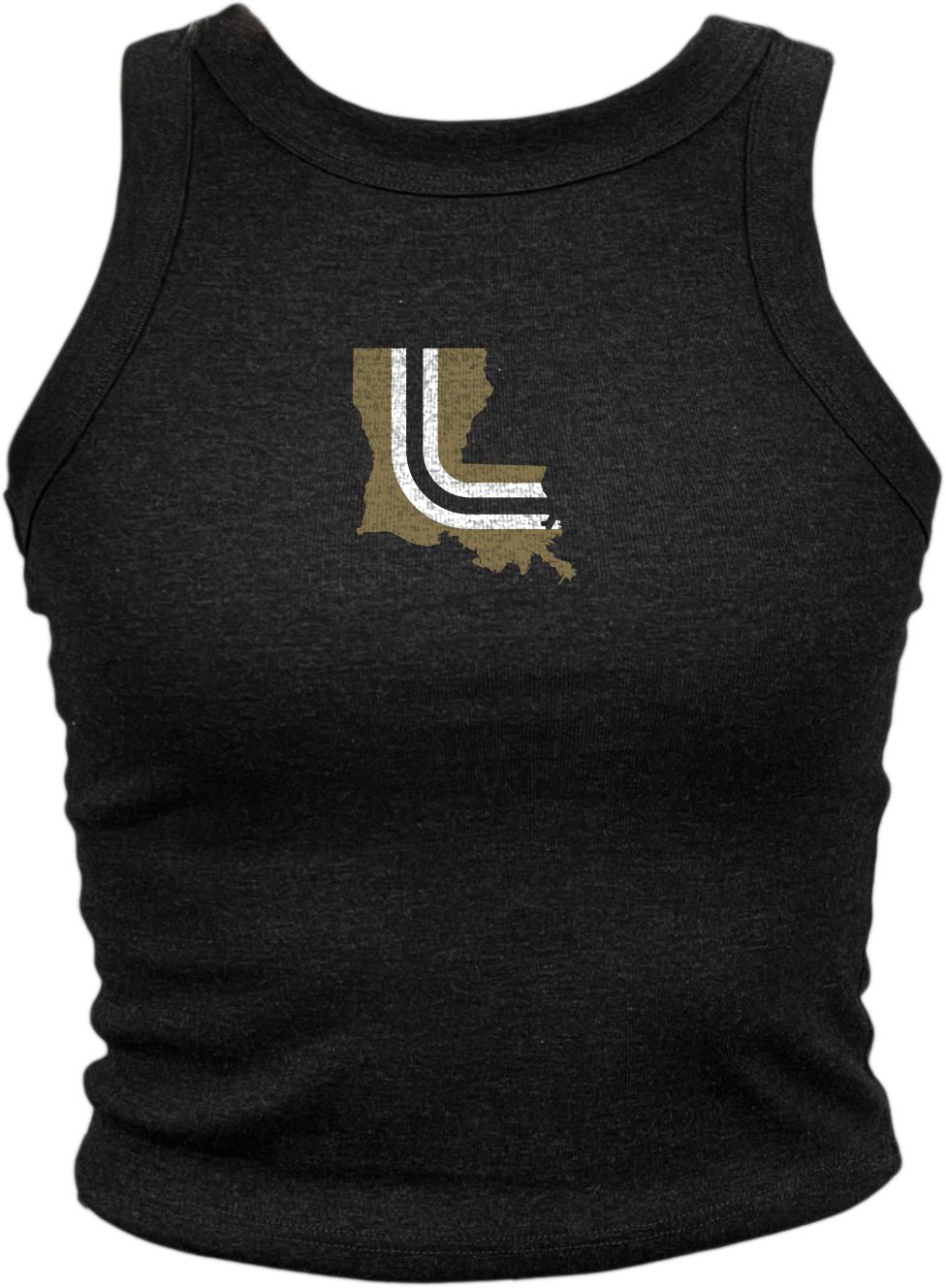 Where I'm From New Orleans Black State Stripe Cropped Tank Top