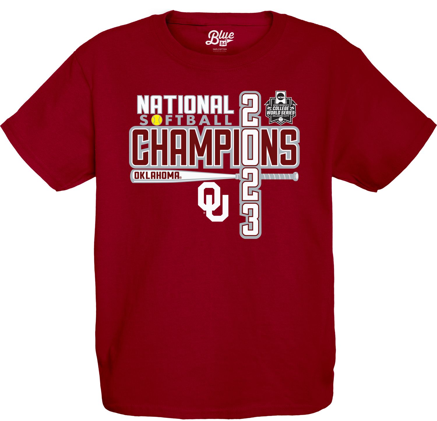 Blue 84 Youth Oklahoma Sooners 2023 NCAA Softball Women's College World Series Champions T-Shirt